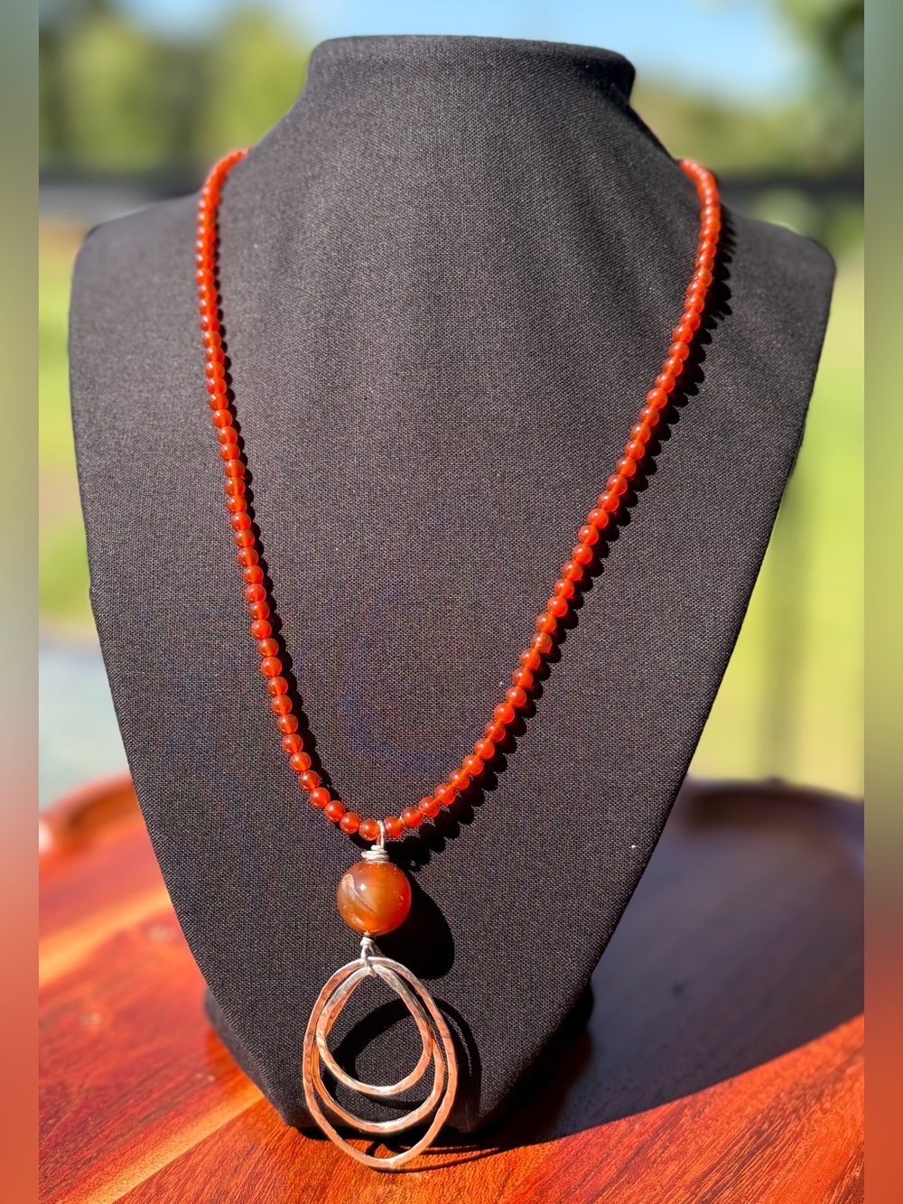 Sterling Silver Carnelian Agate & Argentium Artisan Hand Crafted Necklace